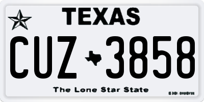TX license plate CUZ3858