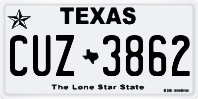 TX license plate CUZ3862