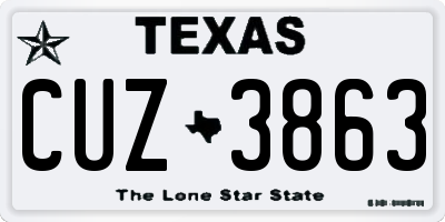 TX license plate CUZ3863