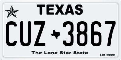 TX license plate CUZ3867