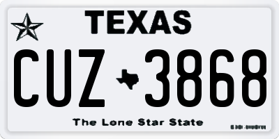 TX license plate CUZ3868