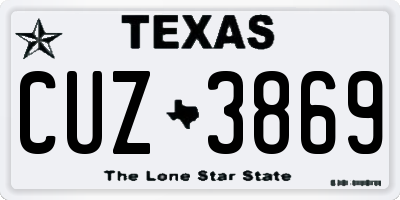 TX license plate CUZ3869