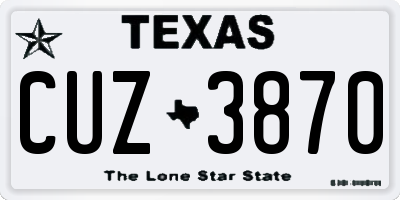 TX license plate CUZ3870