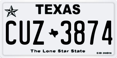 TX license plate CUZ3874