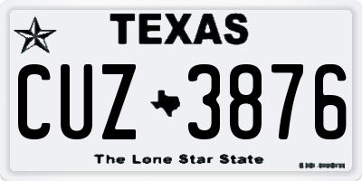 TX license plate CUZ3876