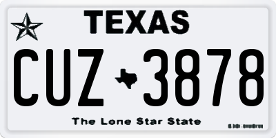 TX license plate CUZ3878