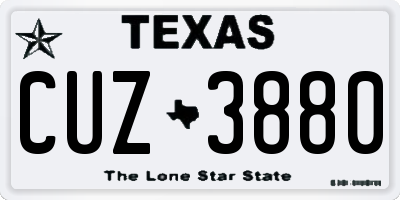 TX license plate CUZ3880