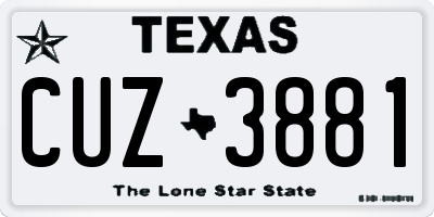 TX license plate CUZ3881