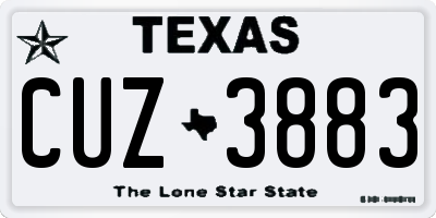 TX license plate CUZ3883