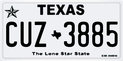 TX license plate CUZ3885