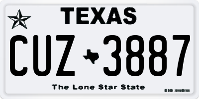 TX license plate CUZ3887