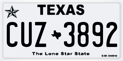 TX license plate CUZ3892