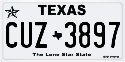 TX license plate CUZ3897