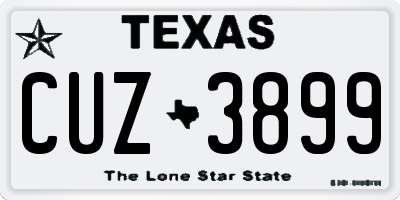 TX license plate CUZ3899
