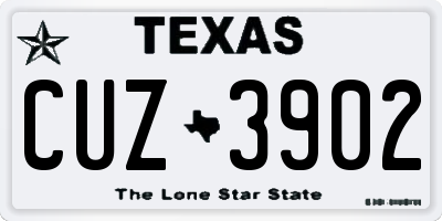 TX license plate CUZ3902