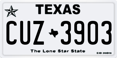 TX license plate CUZ3903