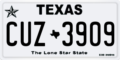 TX license plate CUZ3909