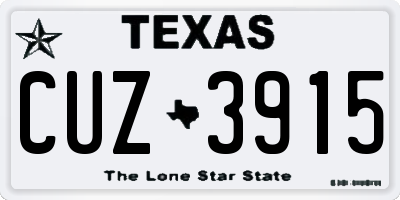 TX license plate CUZ3915