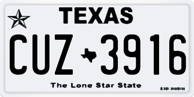 TX license plate CUZ3916