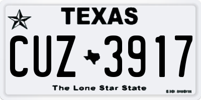 TX license plate CUZ3917