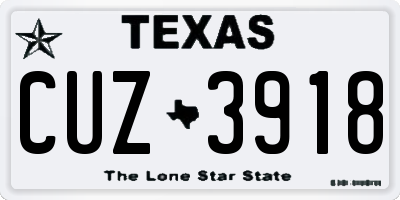 TX license plate CUZ3918