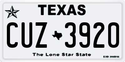 TX license plate CUZ3920