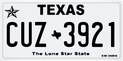TX license plate CUZ3921