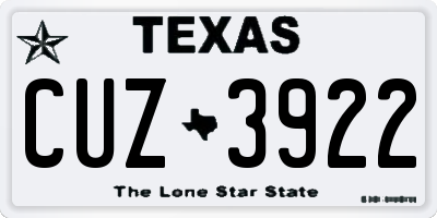 TX license plate CUZ3922