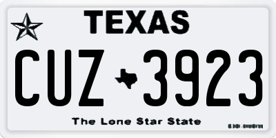 TX license plate CUZ3923