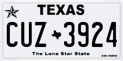 TX license plate CUZ3924