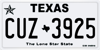 TX license plate CUZ3925