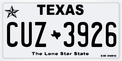 TX license plate CUZ3926