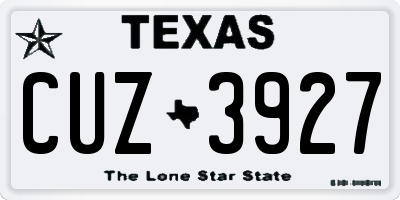 TX license plate CUZ3927