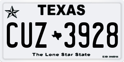 TX license plate CUZ3928