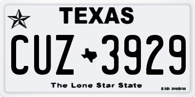 TX license plate CUZ3929