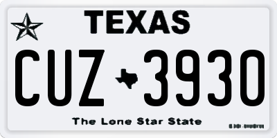 TX license plate CUZ3930