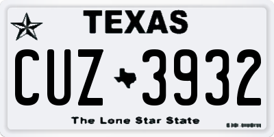 TX license plate CUZ3932