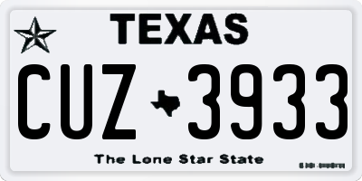 TX license plate CUZ3933