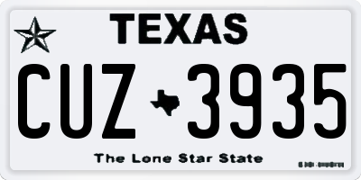 TX license plate CUZ3935