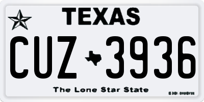 TX license plate CUZ3936