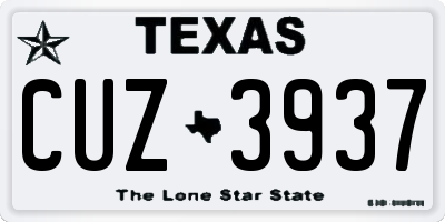 TX license plate CUZ3937