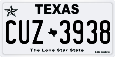 TX license plate CUZ3938