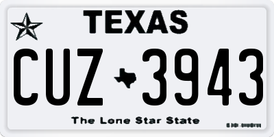 TX license plate CUZ3943