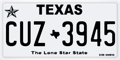 TX license plate CUZ3945