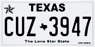 TX license plate CUZ3947