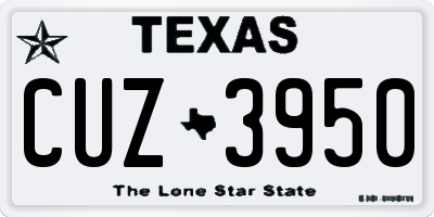 TX license plate CUZ3950