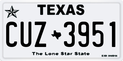 TX license plate CUZ3951