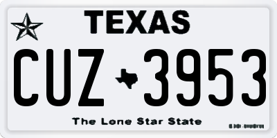 TX license plate CUZ3953