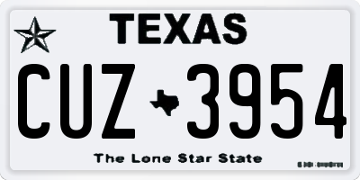 TX license plate CUZ3954