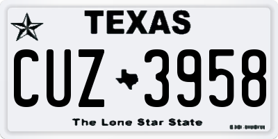 TX license plate CUZ3958